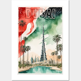 Dubai United Arab Emirates Starry Night Vintage Travel Tourism Posters and Art